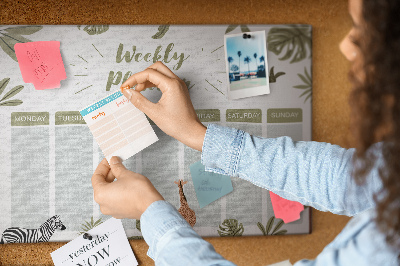 Prikbord weekplanner met plantenpatroon