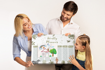 Prikbord weekplanner met plantenpatroon
