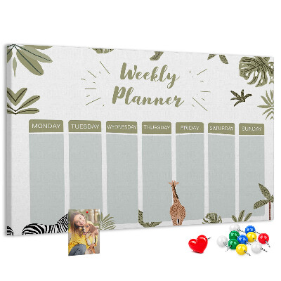 Prikbord weekplanner met plantenpatroon