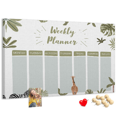 Prikbord weekplanner met plantenpatroon