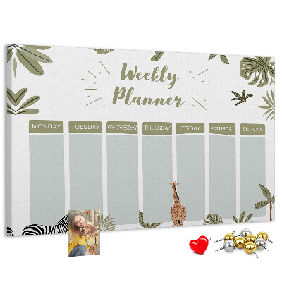 Prikbord weekplanner met plantenpatroon