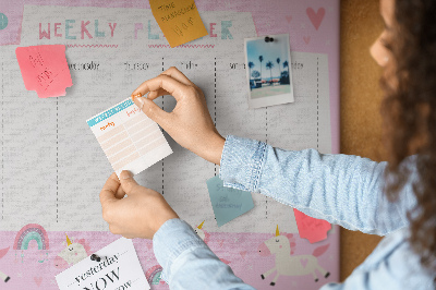 Prikbord weekplanner met eenhoorn en regenboog