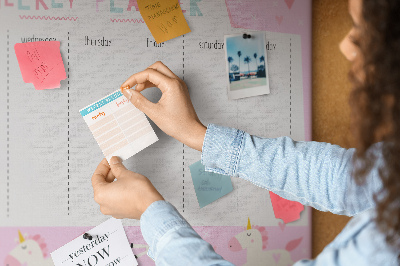 Prikbord weekplanner met eenhoorn en regenboog