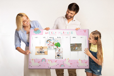 Prikbord weekplanner met eenhoorn en regenboog