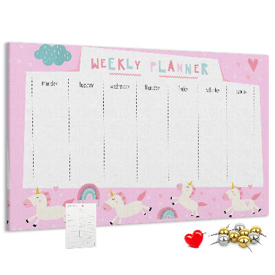 Prikbord weekplanner met eenhoorn en regenboog