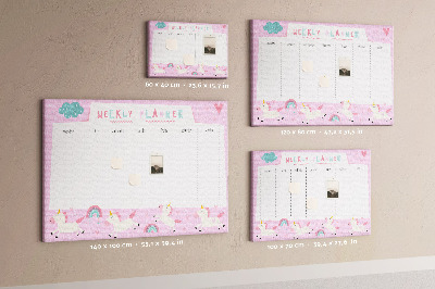 Prikbord weekplanner met eenhoorn en regenboog