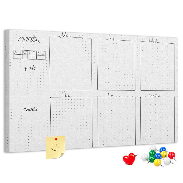 Kurkbord planner met een raster voor tijdsindeling