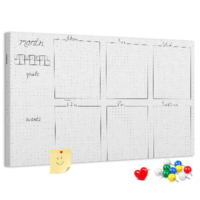 Kurkbord planner met een raster voor tijdsindeling