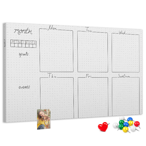 Kurkbord planner met een raster voor tijdsindeling