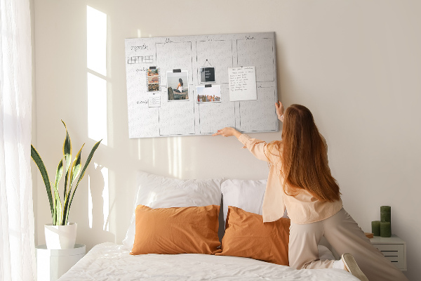 Kurkbord planner met een raster voor tijdsindeling
