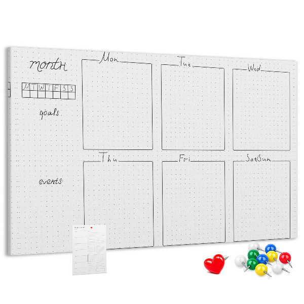 Kurkbord planner met een raster voor tijdsindeling