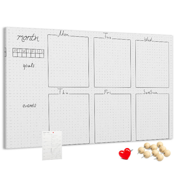 Kurkbord planner met een raster voor tijdsindeling