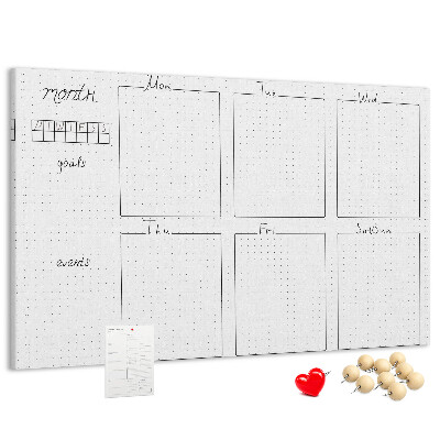 Kurkbord planner met een raster voor tijdsindeling