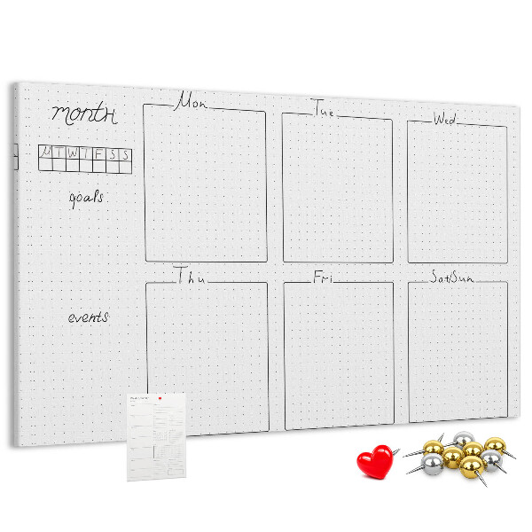 Kurkbord planner met een raster voor tijdsindeling