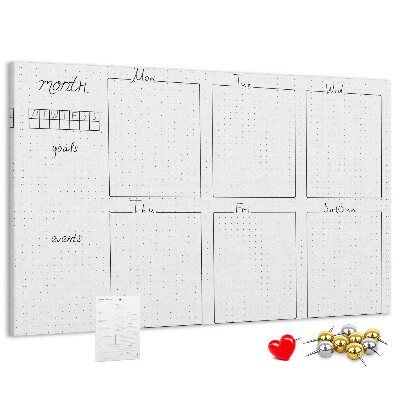 Kurkbord planner met een raster voor tijdsindeling