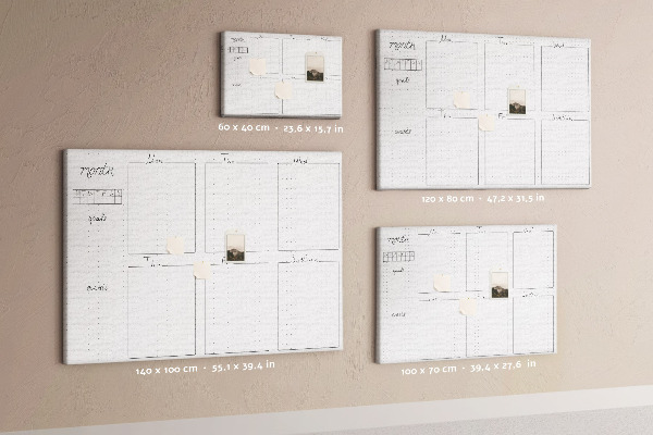 Kurkbord planner met een raster voor tijdsindeling