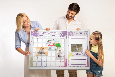 Kurk prikbord maandkalender met tropisch plantenmotief