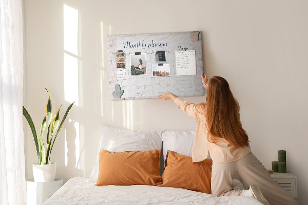 Prikbord maandplanner met plantenaccenten