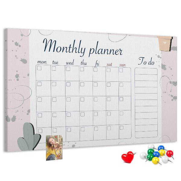 Prikbord maandplanner met plantenaccenten