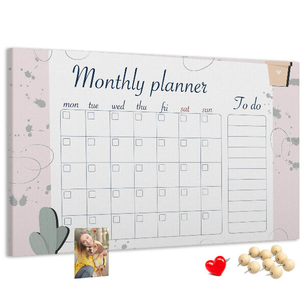 Prikbord maandplanner met plantenaccenten
