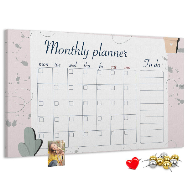 Prikbord maandplanner met plantenaccenten