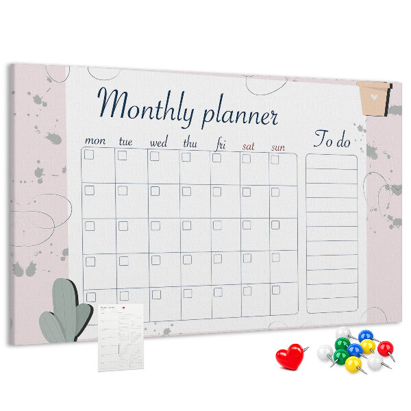 Prikbord maandplanner met plantenaccenten