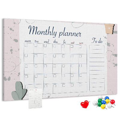 Prikbord maandplanner met plantenaccenten