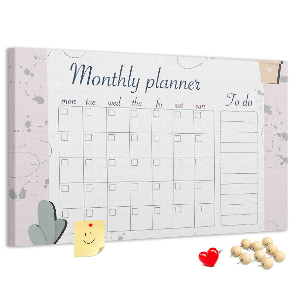 Prikbord maandplanner met plantenaccenten
