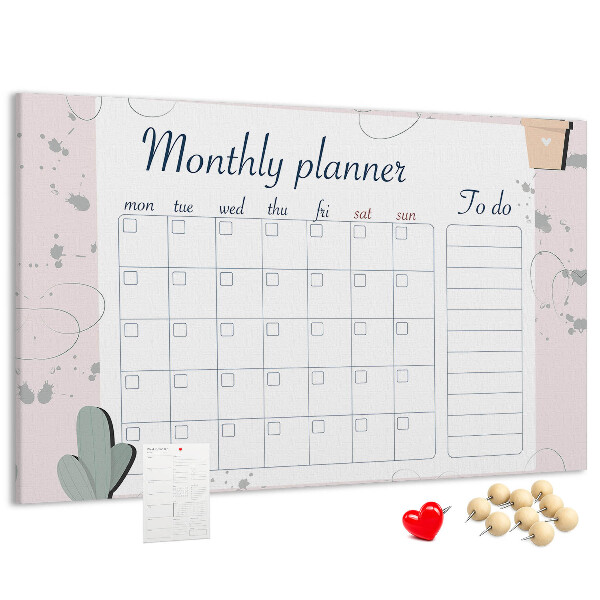 Prikbord maandplanner met plantenaccenten