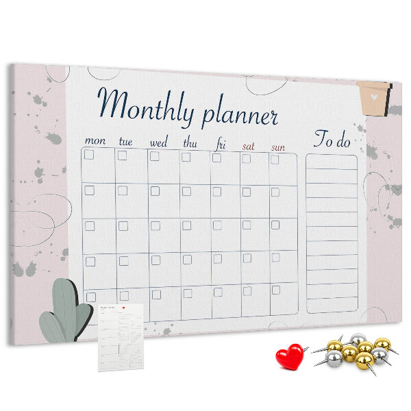 Prikbord maandplanner met plantenaccenten
