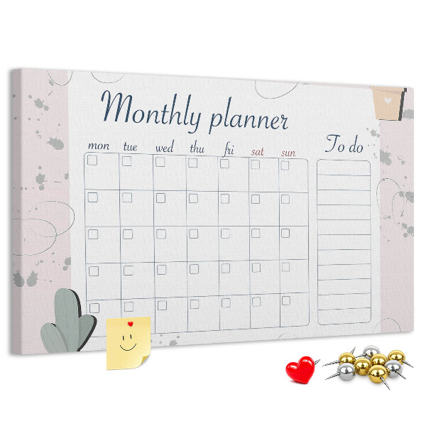 Prikbord maandplanner met plantenaccenten