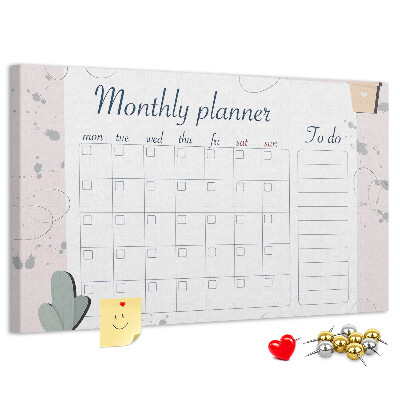 Prikbord maandplanner met plantenaccenten