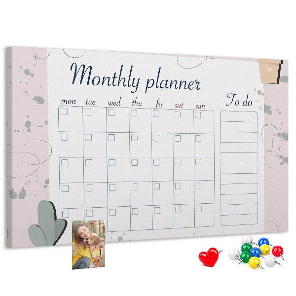 Prikbord maandplanner met plantenaccenten
