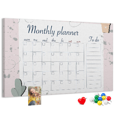 Prikbord maandplanner met plantenaccenten
