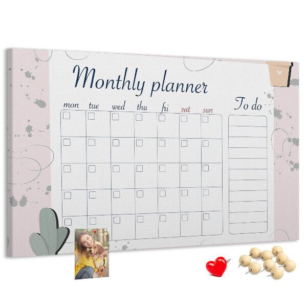 Prikbord maandplanner met plantenaccenten