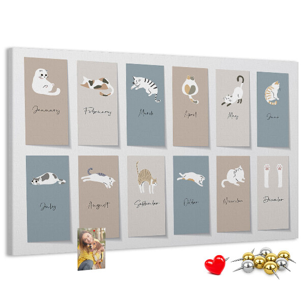 Kalender met illustraties van huisdieren prikbord met schattige dierenafbeeldingen