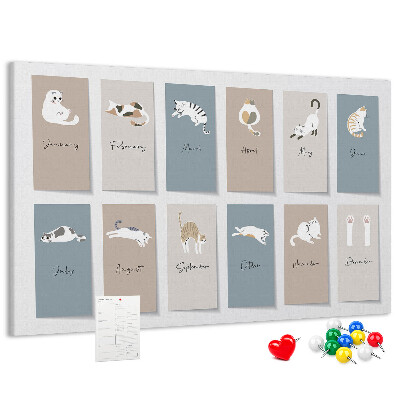 Kalender met illustraties van huisdieren prikbord met schattige dierenafbeeldingen