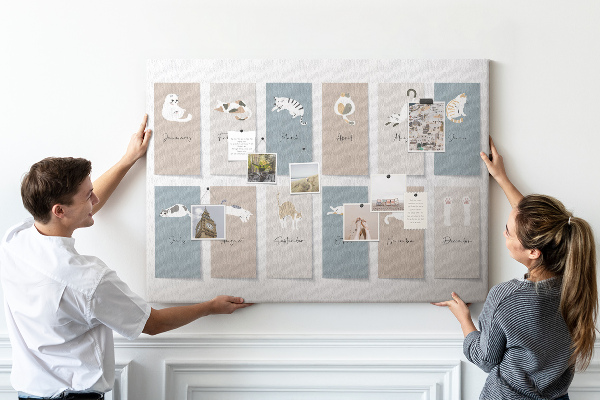 Kalender met illustraties van huisdieren prikbord met schattige dierenafbeeldingen