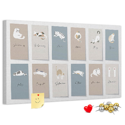 Kalender met illustraties van huisdieren prikbord met schattige dierenafbeeldingen