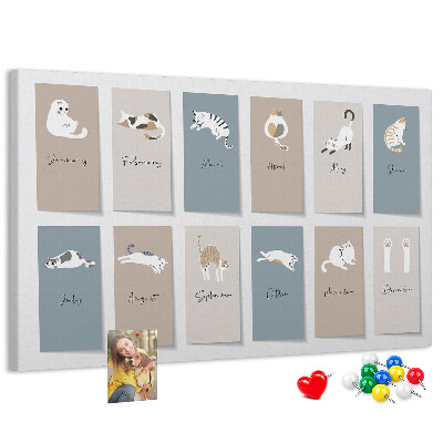 Kalender met illustraties van huisdieren prikbord met schattige dierenafbeeldingen