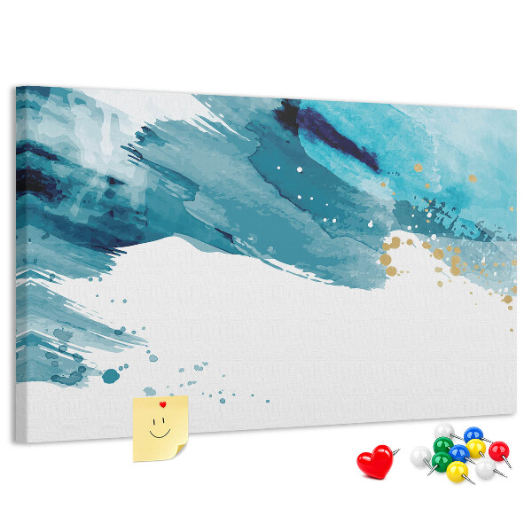 Prikbord blauwe golven met gouden accenten