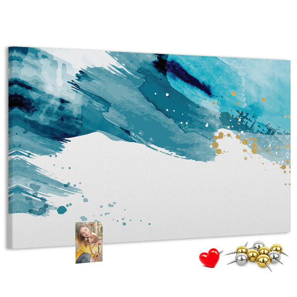 Prikbord blauwe golven met gouden accenten