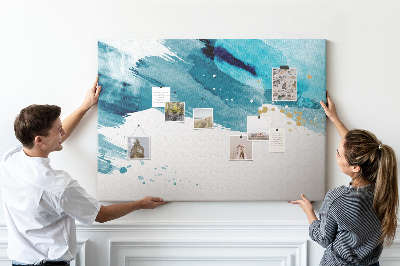 Prikbord blauwe golven met gouden accenten