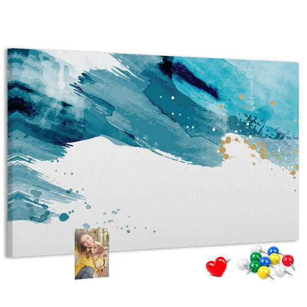 Prikbord blauwe golven met gouden accenten