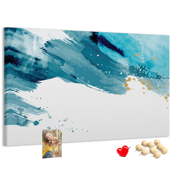 Prikbord blauwe golven met gouden accenten