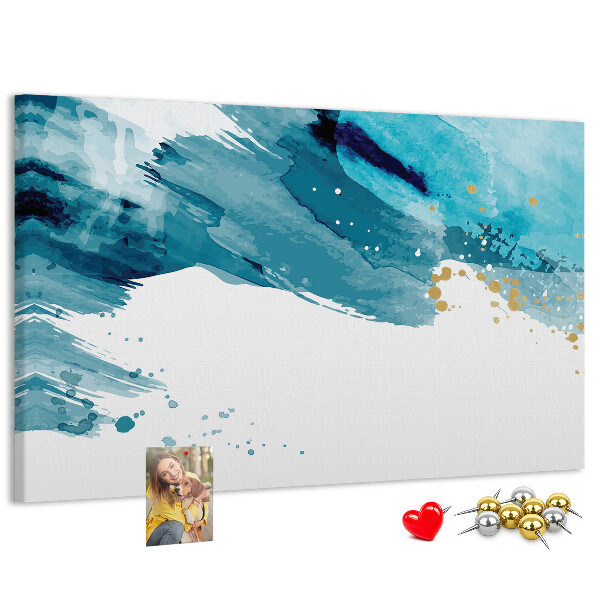 Prikbord blauwe golven met gouden accenten
