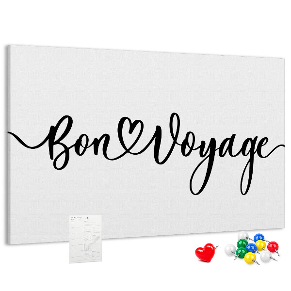 Kurken prikbord met een elegante inscriptie voor reizigers