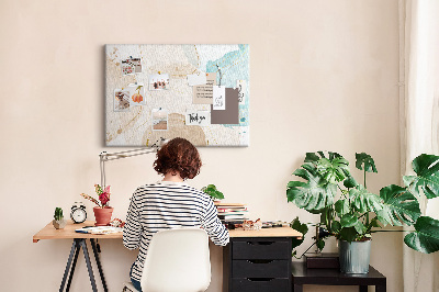 Kurkbord met abstract landschap in pasteltinten