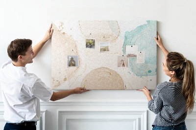 Kurkbord met abstract landschap in pasteltinten