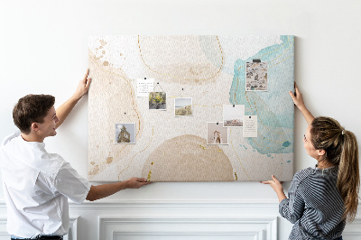 Kurkbord met abstract landschap in pasteltinten